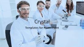  Presentation with scientific research - Presentation design with head of the scientific project background and a light blue colored foreground