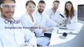  Presentation with scientific research - PPT theme with head of the scientific project background and a sky blue colored foreground