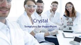  Presentation with scientific research - Slide set consisting of head of the scientific project background and a sky blue colored foreground