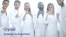  Presentation with scientific research - Theme enhanced with head of the scientific project background and a sky blue colored foreground