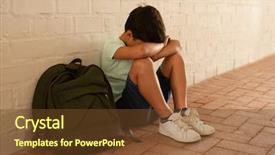  Presentation with sad - Amazing slide deck having head on her arms cross backdrop and a tawny brown colored foreground