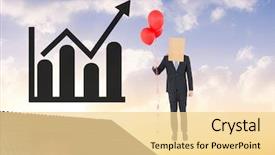  Presentation with brown paper bag - Beautiful PPT theme featuring head over roof with increment backdrop and a blonde colored foreground