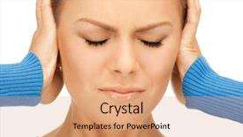  Presentation with ears - Theme with head pain - picture of woman with hands background and a  colored foreground