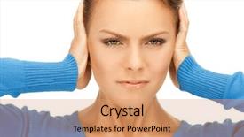  Presentation with ears - Slides enhanced with head pain - picture of woman with hands background and a  colored foreground