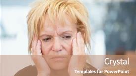  Presentation with middle ages portrait - Amazing slide deck having head pain - very worried middle-aged woman backdrop and a coral colored foreground