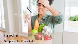  Presentation with african american girl power business - Presentation with face angry and frustrated fear background and a light gray colored foreground