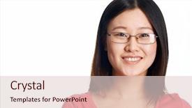  Presentation with pretty girl - Colorful slide deck enhanced with head shot - close-up portrait of a pretty backdrop and a lemonade colored foreground