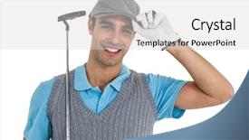  Presentation with golf - Colorful PPT theme enhanced with head shot - golf player posing with golf backdrop and a light gray colored foreground