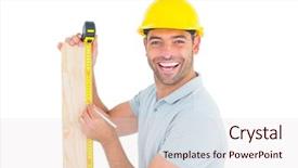  Presentation with tape measure - Cool new presentation with head shot - male construction worker using measure backdrop and a lemonade colored foreground