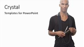  Presentation with methods to protect against unwanted precnancy in m - Presentation design enhanced with head shot - portrait of young hairstylist standing background and a white colored foreground