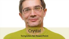  Presentation with white green - Audience pleasing PPT theme consisting of head shot - smiling man on a white backdrop and a yellow colored foreground