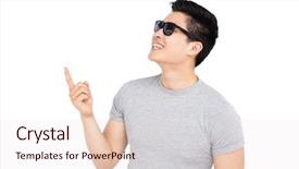  Presentation with tint sunglasses - Presentation consisting of head shot - young man posing in sunglasses background and a sky blue colored foreground