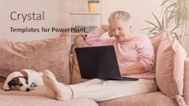  Presentation with head - PPT theme having head-shot-portrait-smiling-mature background and a lemonade colored foreground