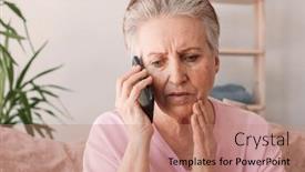  Presentation with bad news - Presentation theme having head-shot-worried-senior-mature background and a coral colored foreground