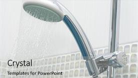  Presentation with save water shower head - Audience pleasing PPT theme consisting of head shower while running water backdrop and a light gray colored foreground
