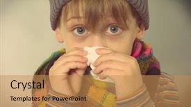  Presentation with nose - Slides featuring head sinus - boy wiping his nose background and a coral colored foreground