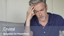  Presentation with headache - Slides consisting of head sinus - mature man with bad headache background and a gray colored foreground