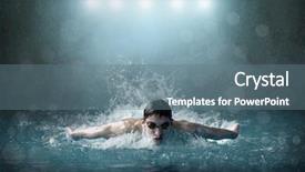  Presentation with swimmer - PPT layouts with head start - swimmer in waterpool background and a ocean colored foreground