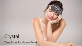  Presentation with mask - Cool new slides with head tired woman rest backdrop and a lemonade colored foreground