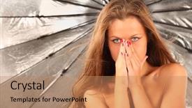  Presentation with woman nude erotic - Cool new slide deck with head toe - nude beautiful girl near big backdrop and a coral colored foreground