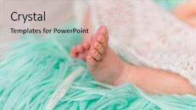  Presentation with newborn baby - Presentation theme having head toe - tender newborn baby legs background and a soft green colored foreground