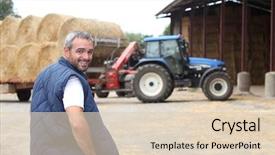  Presentation with barn - Colorful slides enhanced with head tractors - famer stood by hay barn backdrop and a lemonade colored foreground