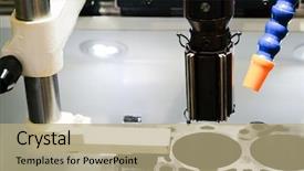  Presentation with lathe - Amazing PPT theme having head tractors - lathe for repairing of car backdrop and a  colored foreground