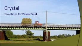 Presentation with tractor - Presentation theme with head tractors - tractor on the bridge background and a  colored foreground