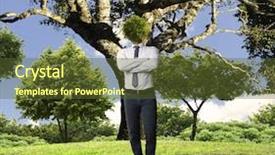  Presentation with green tree - PPT layouts consisting of head tree green eco mind background and a tawny brown colored foreground