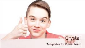  Presentation with displaying - PPT theme enhanced with head up display - cute teenager boy displaying blank background and a  colored foreground