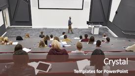  Presentation with pov - PPT layouts enhanced with head up display - man lectures students in lecture background and a tawny brown colored foreground
