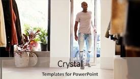  Presentation with black man - Cool new theme with head up display - young black man walking backdrop and a soft green colored foreground