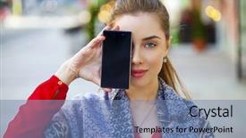  Presentation with face wash woman washing up - Slides enhanced with head up display - young woman covers her face background and a seafoam green colored foreground