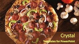  Presentation with birds - Colorful presentation theme enhanced with head view of pizza backdrop and a tawny brown colored foreground