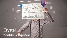  Presentation with head neck anatomy - Amazing slide set having head with cityscape and ballon backdrop and a  colored foreground