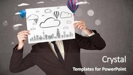  Presentation with skin canceron head - Amazing slides having head with cityscape and ballon backdrop and a  colored foreground