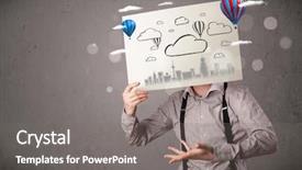  Presentation with head and neck anatomy - Presentation having head with cityscape and ballon background and a gray colored foreground