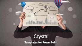  Presentation with head and spinal cord injury - Theme featuring head with cityscape and ballon background and a dark gray colored foreground