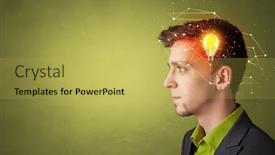  Presentation with lighting - Colorful PPT theme enhanced with head-with-new-idea-lighting backdrop and a yellow colored foreground