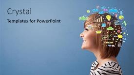  Presentation with head - Beautiful presentation design featuring head-with-office-operation-concept backdrop and a light blue colored foreground