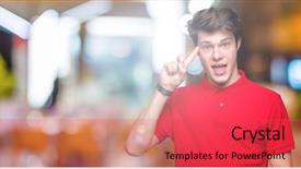  Presentation with great idea - Amazing slide deck having head with one finger great backdrop and a  colored foreground