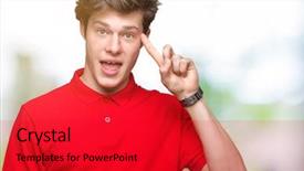  Presentation with great idea - Beautiful slide deck featuring head with one finger great backdrop and a  colored foreground