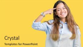  Presentation with great idea - Slide deck having head with one finger great background and a yellow colored foreground