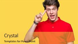  Presentation with great idea - Beautiful PPT theme featuring head with one finger great backdrop and a yellow colored foreground