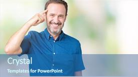  Presentation with smooth elegant grey silk - PPT theme with head with one finger great background and a  colored foreground