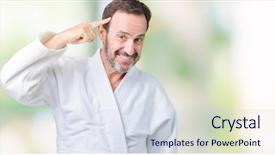  Presentation with great idea - PPT theme enhanced with head with one finger great background and a sky blue colored foreground