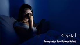  Presentation with headache - Amazing slide set having headache bed with mobile phone backdrop and a navy blue colored foreground