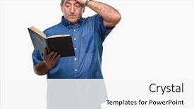  Presentation with teacher - Presentation theme enhanced with handsome senior teacher man reading background and a  colored foreground