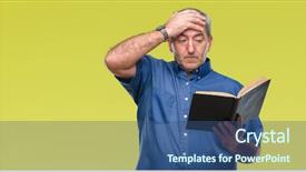  Presentation with teacher stress - Beautiful PPT theme featuring handsome senior teacher man reading backdrop and a ocean colored foreground