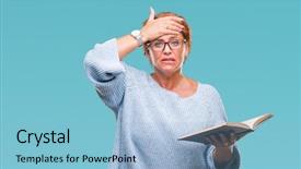  Presentation with reading - Presentation theme featuring book over isolated background stress background and a light blue colored foreground